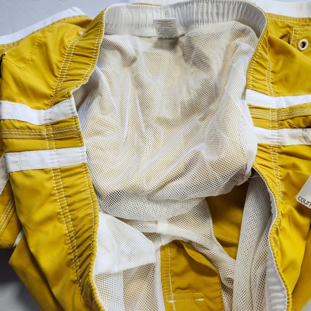 Counter Culture Mens 2XL Cargo Swim Trunks‎ Y2K Yellow Board Shorts NWT
